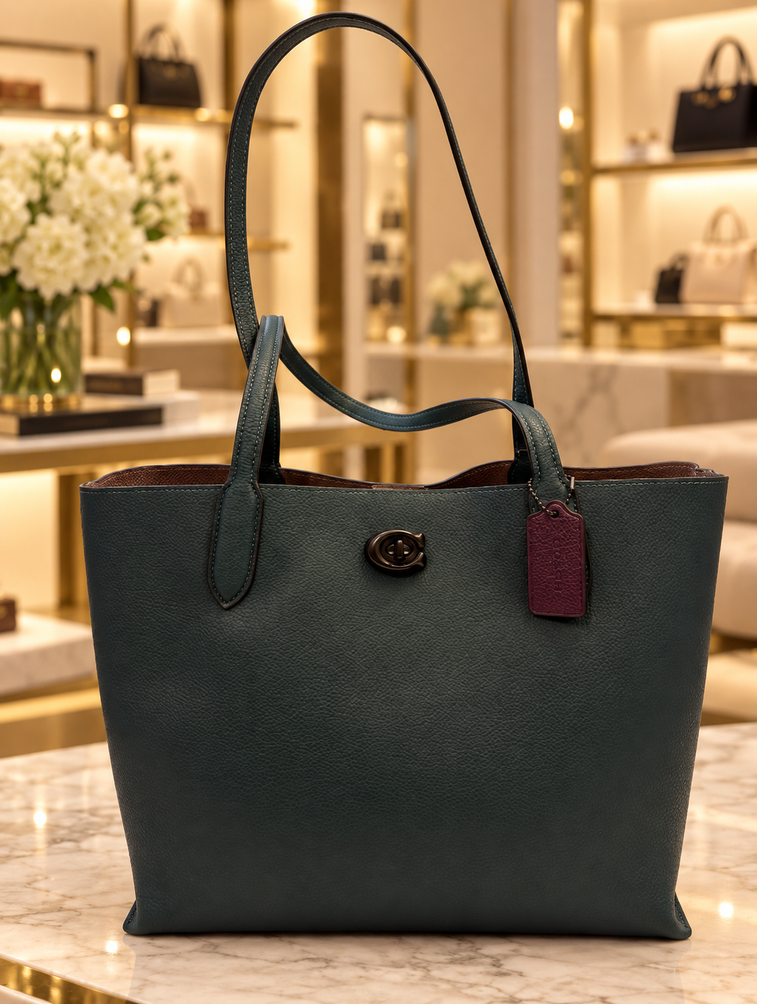 💚 ✨ Coach Willow Tote Bag | Green Leather Shoulder Handbag | NWT 👜