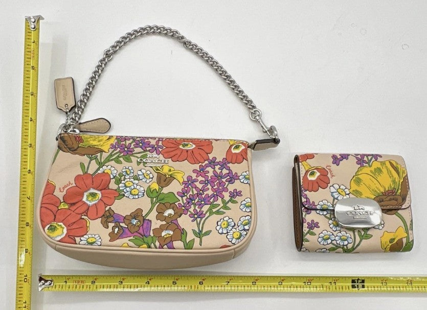Coach Nolita 19 & Eliza Small Wallet Ivory Floral Leather Set CR365 CR397