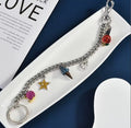 Silver Tone Purse Charm Chain with Ice Cream, Star & Cherry Charms